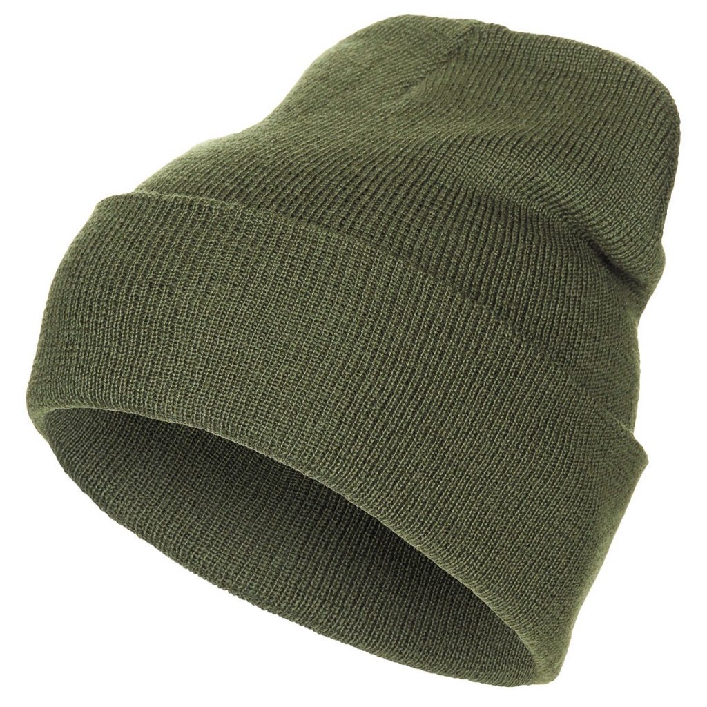 Rollmütze, 100% Wolle, feinstrick, Olivgrün/Schwarz